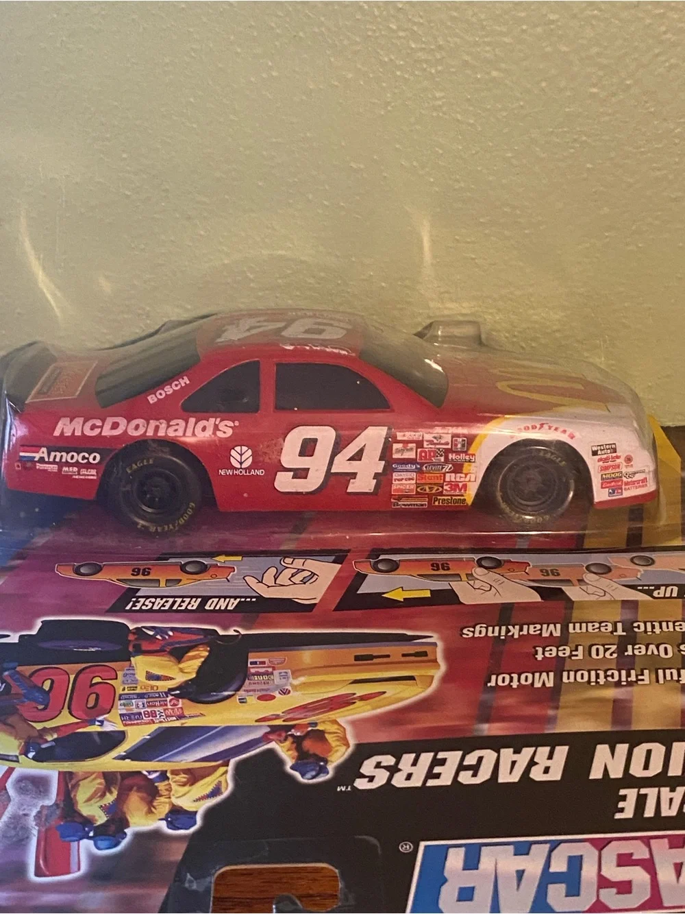 Nascar Red and Yellow #94 Friction Racer Toy Car
